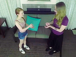 2 extremely cute girls play strip rock, paper, scissors