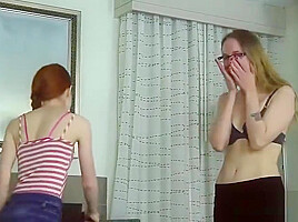 2 extremely cute girls play strip rock, paper, scissors
