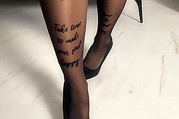 4k Gorgeous Patterned Pantyhose Nylon On My Legs #25