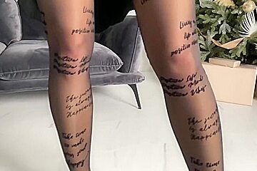 4k Gorgeous Patterned Pantyhose Nylon On My Legs #25