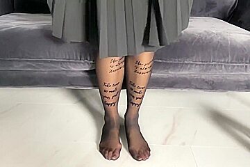 4k Gorgeous Patterned Pantyhose Nylon On My Legs #25