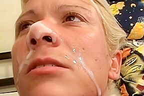 After hard banging session mature bitch took load on her face