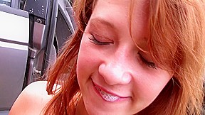 Alice Campbell in good-looking girl giving a blowjob in the car