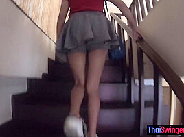 Amateur Thai teen 18+ girlfriend big titty fucked back in the hotel
