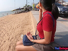 Amateur Thai teen 18+ girlfriend big titty fucked back in the hotel