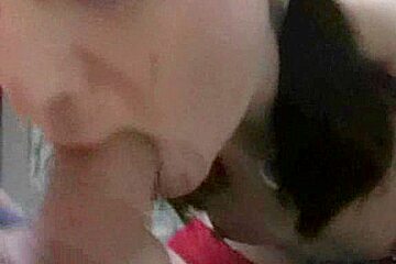 Amateur college girl with pig-tails giving awesome deepthroat
