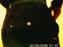 Amateur flashed bushy pussy while pissing on toilet