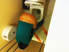 Amateur tan ass on toilet cam from above and below
