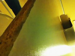Amateur tan ass on toilet cam from above and below