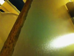 Amateur tan ass on toilet cam from above and below