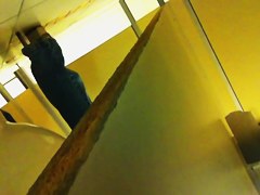 Amateur tan ass on toilet cam from above and below