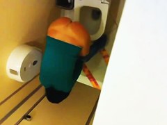Amateur tan ass on toilet cam from above and below