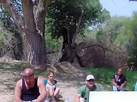 Amazing Brunette Bitch Fucked Hard Outdoor On The Border