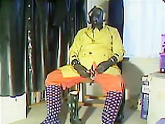Another old video of myself wanking in rubber    what else! mmmm