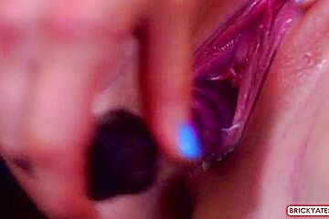 Aroused blonde is using sex toys in a massage room and moaning during an intense orgasm