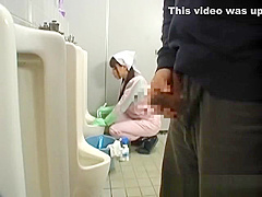 Asian bathroom attendant is in the mens part4
