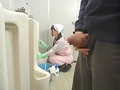 Asian bathroom attendant is in the mens part4