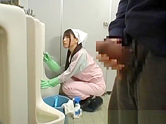 Asian bathroom attendant is in the mens part4