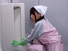 Asian bathroom attendant is in the mens part4