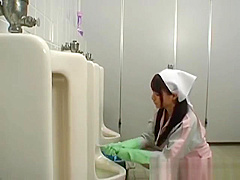 Asian bathroom attendant is in the mens part4