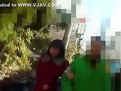 Asian slut gets fingered in public place part6