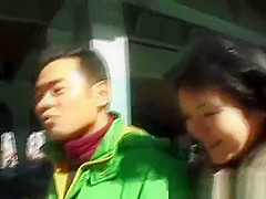 Asian slut gets fingered in public place part6