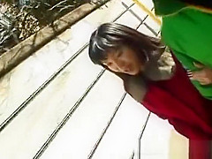 Asian slut gets fingered in public place part6