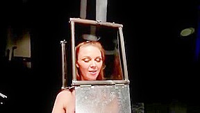 Bdsm Babe With Head In Steel Box Spaked