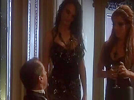 Beautiful Woman Kneels Playing With Ramrod And Balls Of Male