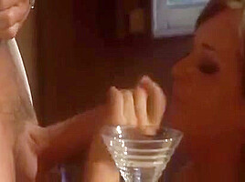 Beautiful Woman Kneels Playing With Ramrod And Balls Of Male