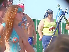 Beauty Women Body Paint Festival In Nudist Beach