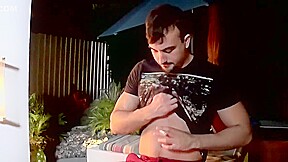 Beefy Mason Lear strokes dick solo while smoking