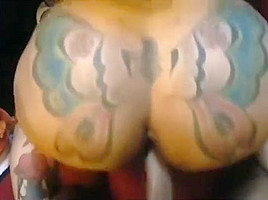 Big Butt Tattooed Ebony gets rammed by BBC