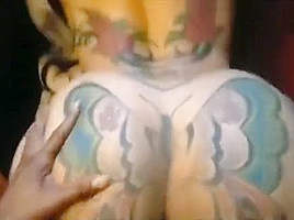 Big Butt Tattooed Ebony gets rammed by BBC