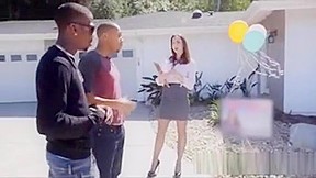 Bigtit Realtor Rides Two Big Black Cocks