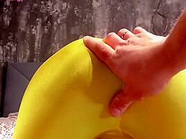 Blonde Sucks And Rides Big Dick In Yellow Leggings