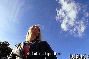Blonde amateur babe from Europe offered money for sex in public