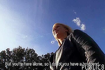 Blonde amateur babe from Europe offered money for sex in public