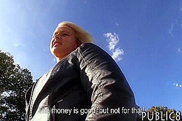 Blonde amateur babe from Europe offered money for sex in public