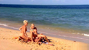 Blonde girls get fucked on the beach