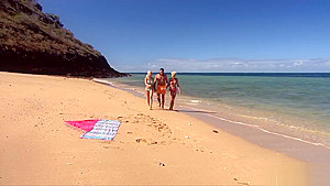 Blonde girls get fucked on the beach