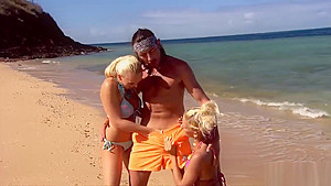Blonde girls get fucked on the beach