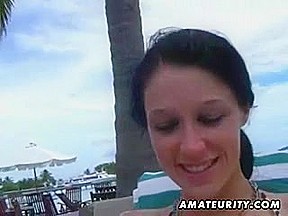 Breasty non-professional GF sucks and copulates on holidays