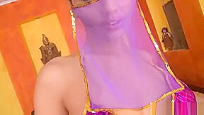Brunette Belly Dancer Strips and Fingers Herself