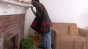 Burglar ties Kiki the maid and makes her cum!
