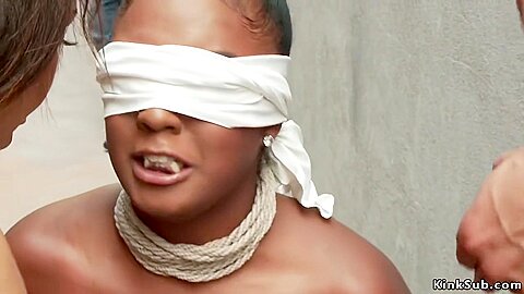 Busty Ebony Get Cane And Fuck Outdoor