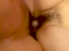 Busty Japanese babe nailed in her hairy cunt