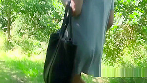 Busty blonde earning cash fuck in public