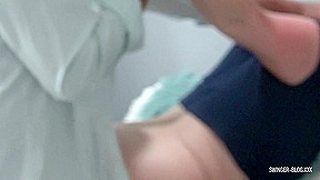 Busty blonde housewife sucking a hard black cock