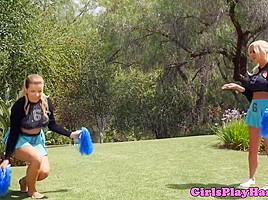 Busty cheerleaders pussylicking sixtynine